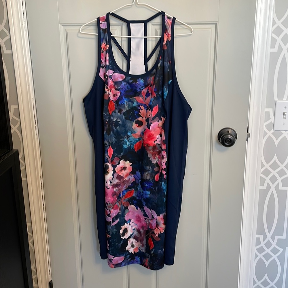 Navy blue / pink floral sporty dress